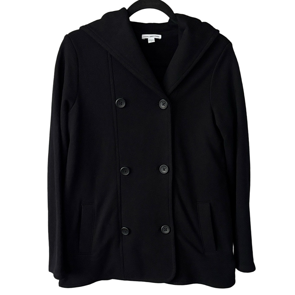 James Perse Black Double-Breasted Hoodie Y2K Jacket Size 2